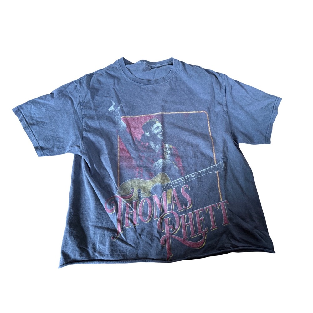 Thomas Rhett 2021 Tour Graphic T-Shirt Gray Cropped Raw Hem Country Music Tee